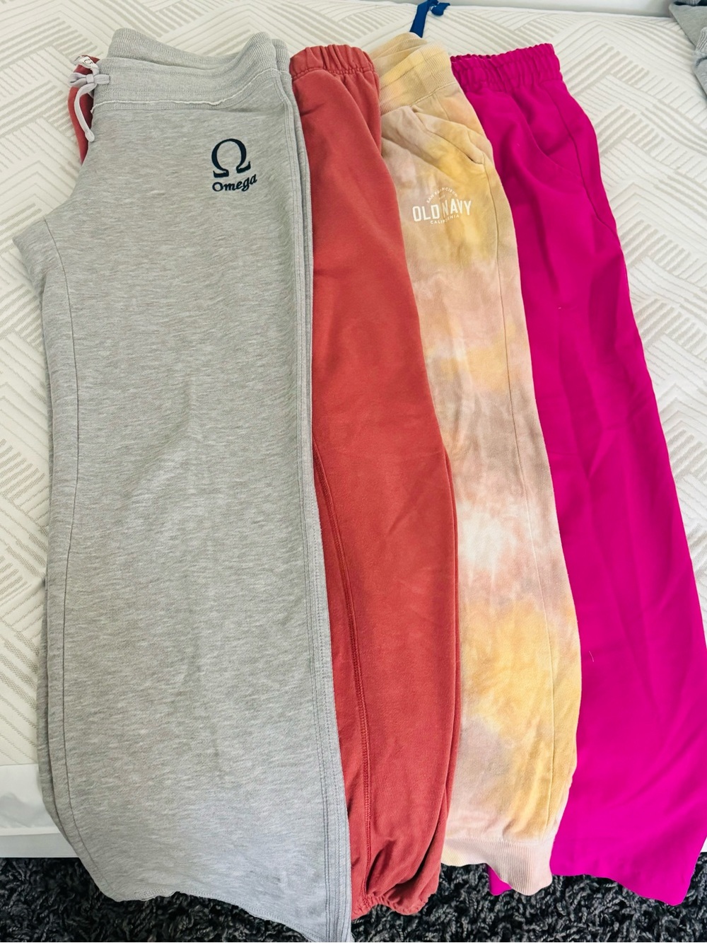 Omega Light Gray Wide Leg Sweatpants with Logo